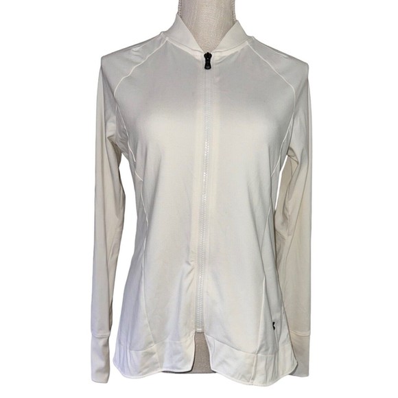 Under Armour Semi Fitted Full Zip‎ Front Jacket Medium Ivory All season Gear - Picture 1 of 10